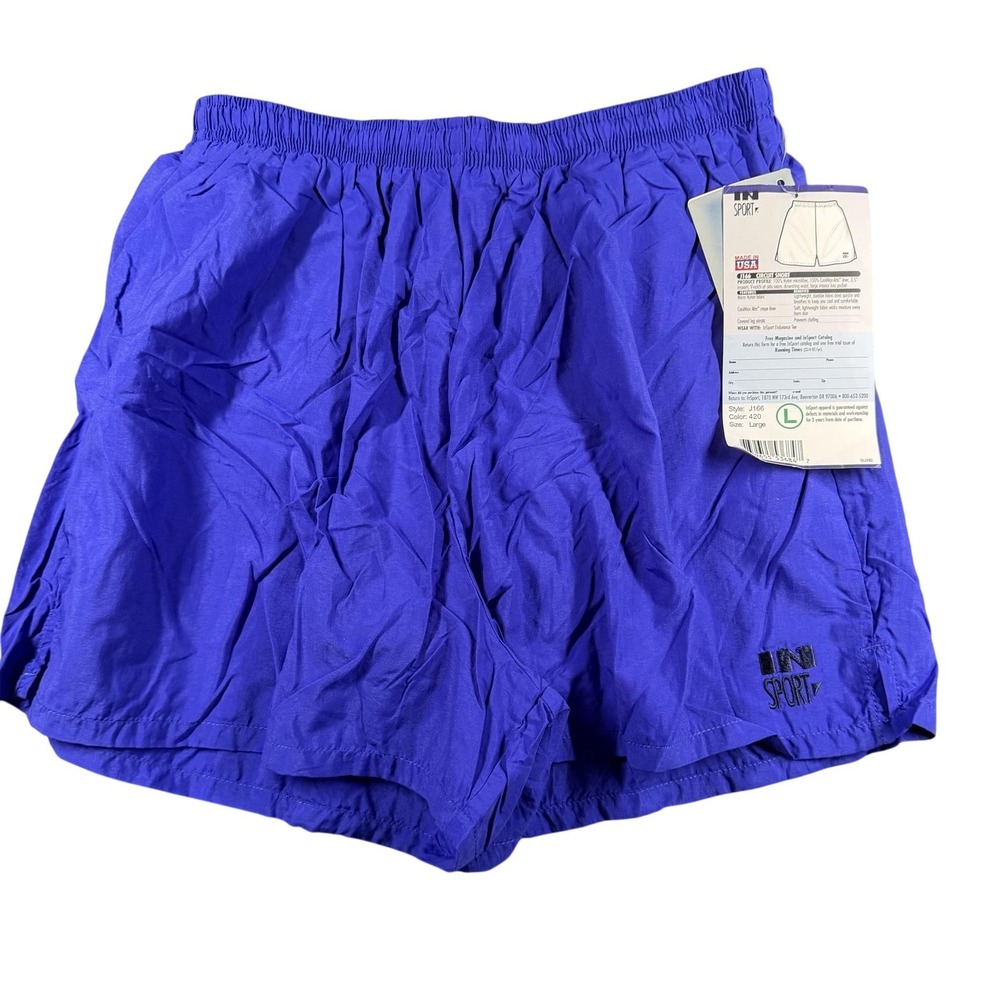 In Sport Circuit Shorts Mens Large Blue Lined Elastic Waist USA 3.5 Inseam NWT